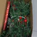 Christmas Garland with LED Fairy Lights Battery Operated Smokey Pine Garlands with 8 Flash Modes and Timer Red Berries Bells Pine Cones Green Garland Rustic Garlands for Xmas Holiday Home (6.56 feet-red berries)