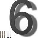 DEWEL 8 inch Floating Large House Numbers for Outside, Black Modern House Address Numbers Decor for 911 Visibility Signage with Nail Kits (House Number 6) (Black 6)
