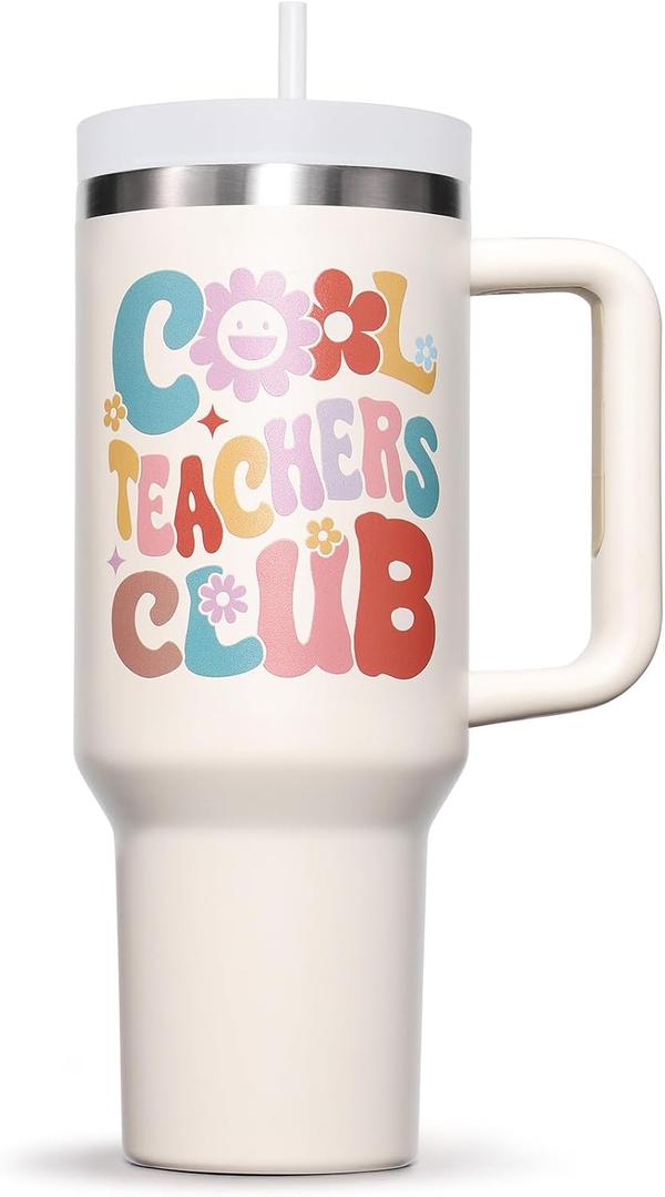 Teacher Gifts for Women, Teachers Day Week Appreciation Gift, 40 OZ Tumbler Best Teacher Gifts from Student, Cool Teachers Club Insulated Cup Unique Graduation Thank You Retirement Birthday Gift