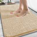 OLANLY Bathroom Rugs 34x21, Extra Soft Absorbent Chenille Bath Rugs, Rubber Backing Quick Dry, Machine Washable Bath Mats for Bathroom Floor, Tub and Shower, Home Decor Accessories, Beige