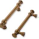 Khtumeware 2 Pack 3inch(76mm) Hole Center Antique Brass Cabinet Pulls Solid Heavy Duty Pull Cabinet Hardware Handle for Kitchens Cabinets Dressers Pull for Bathroom
