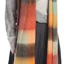 MissShorthair Oversized Chunky Blanket Scarf for Women Winter Warm Colorful Big Scarfs Plaid Thick Scarves Soft Fluffy Shawl (Red-multicoloured)