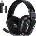 WESEARY Wireless Gaming Headset for PS5, PS4, PC, Laptop, Mac & Switch, Dual Low-Latency 2.4GHz USB/Type-C, Bluetooth Gaming Headphones with ENC Mic for Gamecube, 3D Stereo,Colorful Light, 50H Power