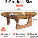 Glass Coffee Table, Mid Century Modern Coffee Table, Coffee Table for Living Room Center Table Suitable for Bedroom Living Room Reception Office Tables (Walnut/Brown, Large), Large 45 * 32.3 * 16in
