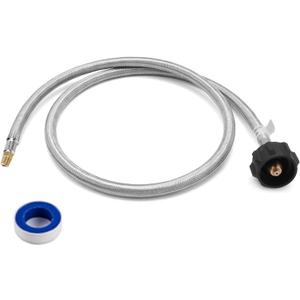 3 FT 1/4 inch Male NPT LP Gas Propane Hose with QCC1/Type1 for RV Trailer, Stainless Steel Braided RV Propane Pigtail Hose Connector for Standard Two-Stage Auto Changeover Regulator