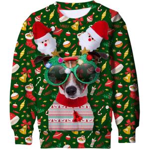 Cutemile Ugly Christmas Sweaters for Boys Girls Funny Kids Long Sleeve X-Mas Sweatshirts Dog Santa Claus Xmas Pullover Clothes Size 8-9 Years (Green)