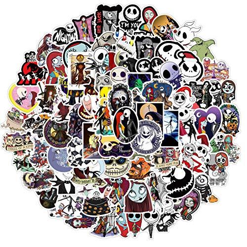 100Pcs The Nightmare Before Christmas Sticker for Kids, Cartoon Waterproof Vinyl Decal for Teen Girl Water Bottle Skateboard Notebook Phone Guitar Bike