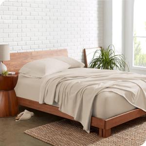 Bare Home 100% Organic Cotton Jersey Sheet Set, Ultra Soft, 100% Cotton - Sheet Set & Pillowcases - Deep Pocket Bed Sheets (Queen, Sand)