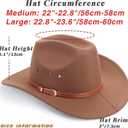 AQOKKA Western Cowboy Hats for Women Classic Felt Wide Brim Fedora Hat with Belt Buckle Retro Panama Hat Unisex Rolled up Cap