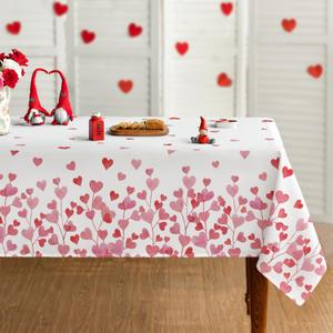 Horaldaily Valentine Tablecloth 6084 Inch Rectangle, Pink Love Hearts Washable Table Cover for Party Picnic Dinner Decor (59.1" x 83.9" (Rectangular))