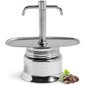 Kings County Tools Double Spout 2 Cup Coffee Maker - Stainless Steel Stovetop Espresso Maker - Italian Coffee Machine for Espresso, Cappuccino, and Mocha - Portable Brew Pot for Home or Camping (Chrome)