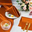 Horbaunal 100 Pack Satin Napkins 17" x 17" Square Dinner Napkins with Elegant Lace, Soft Cloth Napkins for Parties, Weddings, Events, Burnt Orange