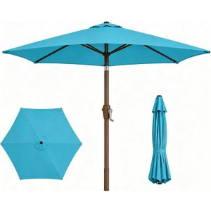 7.5ft Patio Umbrella, Outdoor Table Market Umbrella with Smooth Crank Lift, 6 Windproof Fiberglass Ribs, UPF50+ UV Protection for Deck, Pool, Garden and Backyard