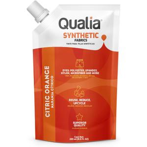 Qualia Synthetic Fabric Dye, Easy to Use, Perfect for Synthetic Fabrics: Polyester, Spandex, Nylon, and More, Ultra-Concentrated Colors for Vibrant Results, Citric Orange, 1 Pack