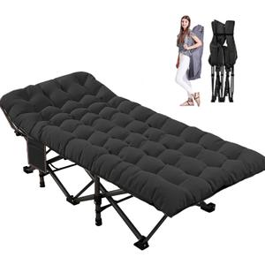 LILYPELLE Oversized XXL Folding Camping Cot, 78" L x 32" W x 18" H Heavy Duty Sleeping Cots with Carry Bag, Double Layer Oxford Portable Travel Camp Cots for Home, Office Nap and Outdoor Beach