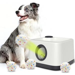 Automatic Dog Ball Launcher, Auto & Manual Dual Mode Dog Ball Thrower, Interactive Dog Toy for Boredom & Brain Stimulation with 4 ETPU Balls, Indoor Outdoor Use for All Breeds