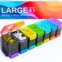 Extra Large Pill Organizer 2 Times a Day  XL Pill Box 7 Day with Big AM/PM Compartments  Fits Large Vitamins, Supplements & Gummies, for 7 or 14-Day Use, Color-Coded, Senior-Friendly, No Spills