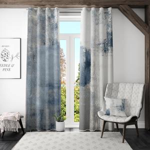 Dust Blue Abstract Geometric Curtains for Bedroom 84 inch Long 2 Panels Set Modern Aesthetic Grey Farmhouse Room Darkening Window Drapes for Living Room