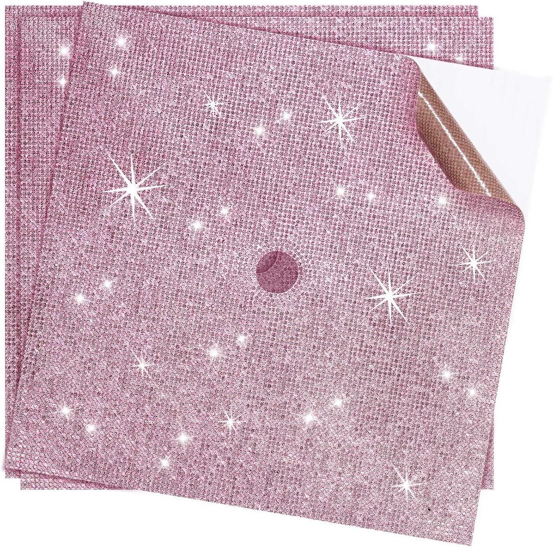 3 Sheets Construction Paper for Graduation Cap Decoration Bling Rhinestone Colorful Self-Adhesive Cardstock Grad Cap for Photo DIY Graduation Hat Topper Party Decoration(Pink)