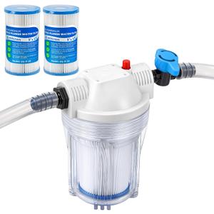 BAOSHISHAN Cold Plunge Water Filter, 5'' Housing with 1/2" FNPT Ports, Includes 3x20 Micron Pleated Cartridge,2 Fittings,Wrench,6.5ft Water Hose Easy Installation with Ice Bath Tubs and Chillers