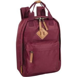 MADISON & DAKOTA Canvas Mini Backpack for Everyday & Day Pack Rucksack in Solid Color Blocks (Sangria)