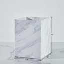 White Marble Wastebasket, Natural Rectangular Trash Can, Luxury Durable Real Stone Storage Basket, Elegant Garbage Container for Bathroom, Home Office, Living Room