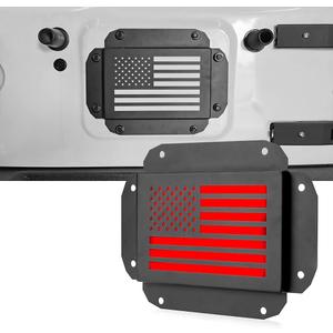 Spare Tire Delete License Plate Relocation Kit with LED Plate Illuminate Light & LED Third Brake Light Compatible with 2007-2018 Jeep Wrangler JK/JKU