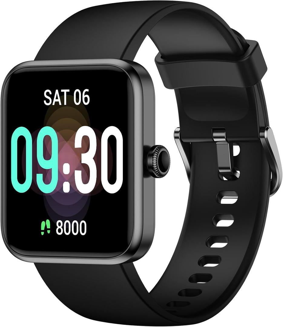 Smart Watch, Fitness Tracker with Heart Rate Monitor, Blood Oxygen, Sleep Tracker, 41mm Touchscreen Smartwatch for Android iOS Swimming Waterproof Pedometer Step Calories Tracker for Women Men (Black)