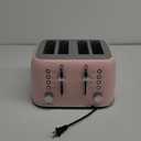 Toaster 4 Slice Retro Stainless Steel with Extra Wide Slots Bagel, Defrost, Reheat Function, Dual Independent Control Panel, Removable Crumb Tray, 6 Browning Levels, Pink