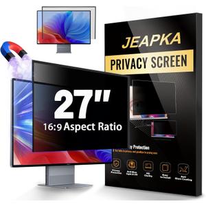 Hidden Design Magnetic Computer Privacy Screen Filter 27 inch for Frameless Monitor 16:9 Widescreen, Removable Anti Blue Light Privacy Shield, Anti-Glare Protector