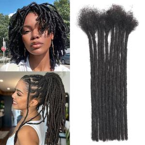 Dreadlock Extensions Human Hair 10-100 Strands 100% FUll Handmade Permanent Loc Extension Human Hair for Women/Men/Kids Can Be Dyed Bleached Curled Twisted (0.6cm 1B, 12 Inch 10 Strands)