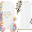 Wedding Arch Backdrop Stand and Arch Cover 6ft, Metal Arch Stand and Cover Set with 100 Party Multi-Colored Balloons for Birthday Party Wedding Ceremony Bridal Baby Shower Event Decor (White)