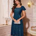 BeryLove Prom Dress for Teens: Sequin Formal Party Dress with Flutter Short Sleeves for Wedding & Cocktail Evening Events (XL)