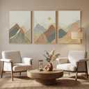 Large Framed Boho Modern Mountain Wall Art for Living Room, 3 Piece, 24x36, 24" W x 36" H x 3Pcs