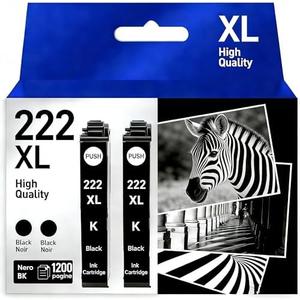 VKBGKJ for 222XL 222 Black Ink Cartridges Remanufactured Replacement for 222 XL 222XL T222 T222XL Ink Cartridges Combo Pack Works with Expression XP-5200 and Workforce WF-2960 Printers