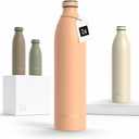LARS NYSM Stainless Steel Insulated XL Water Bottle 12oz 17oz 25oz 34oz 51oz | Insulated Thermo Flask for Hot and Cold Beverages | Leakproof Drinking Bottle (Creamy Peach, XL 1500ml)