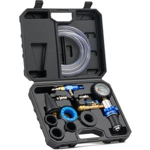 Orion Motor Tech Coolant Vacuum Refill Kit, 13pc Radiator Cooling System Tool Set with Conical Adapter 4 Round Adapters for Leak Detection Cooling Refill, Vacuum Coolant Fill Kit with Hose, Black
