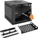 Tecmojo 6U 10 inch Rack, Wall Mount Network Cabinet Set,12.3W x 13D x 11.8H- Load Capacity 110Lbs(50 kg),Black 10" Wall Housing Server Rack Set