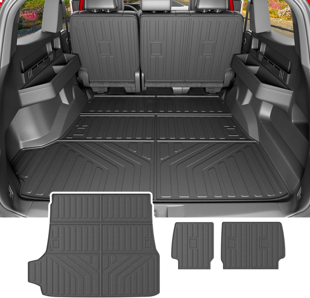 Powoq 5 Seats Cargo Mat Compatible with 2025 2026 Toyota 4Runner Trunk Mat (No Hybrid EV & i-Force MAX) Trunk Liner TPE Cargo Liner Back Seat Protector Replacement for 25-26 Toyota 4Runner Accessories