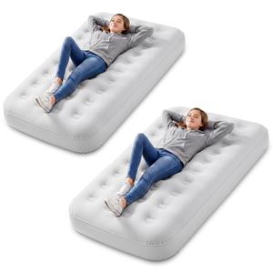 BreezeHug Grey Large Velvet Air Mattress Camping Twin Air Mattress Waterproof Portable Inflatable Blow up Bed for Slumber Sleepover Party Guests Travel 73 x 39 x 7.9 Inches (6 Pack)