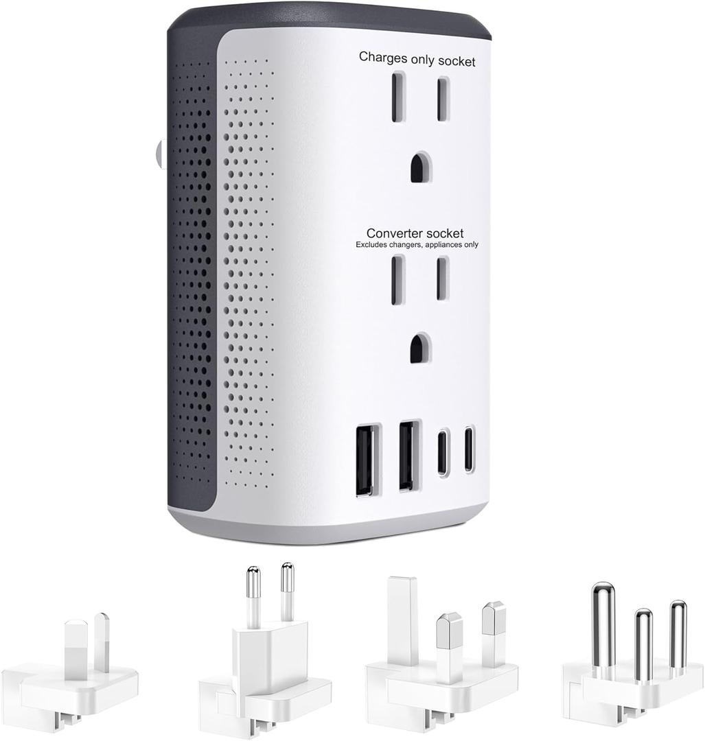 2000W Voltage Converter 220V to 110v for Europe Travel, Universal Plug Adapter (Type AV/B/C/E/F/G/I/J/N) witrOverload Protection,Compact Design for Hair Dryers, Curling lrons Laptops & Appllances