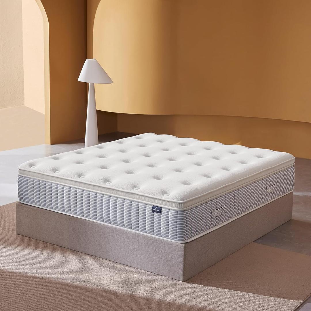 12 Inch King Size Mattress  Real Hybrid King Mattress Memory Foam, Reinforced Edge Support, Zoned Coils for Pressure Relief and No Motion Transfer (King (12 Inch))