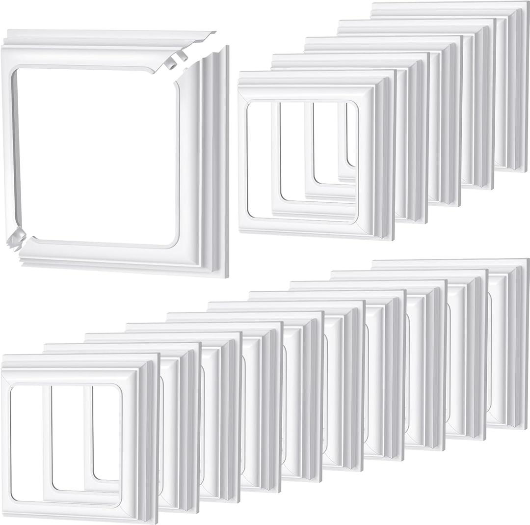 Thyle 8 Pcs True 4x4 Inches Vinyl Post Skirt Post Base Cover Column Wraps for Porch Deck Base Vinyl Sleeve White Trim for Hand and Stair Rails