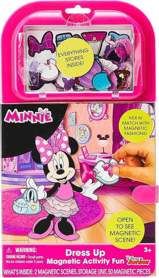 Tara Toys Disney Minnie Mouse Magnetic Dress Up  Wooden Doll Toy with Mix & Match Outfits & Storage Box  Pretend Play Set for Girls Ages 3