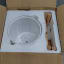 8 Inch Ceramic Planter with Wood Stand, Mid-Century Modern Minimalist Design Plant Pot with Drainage & Luxurious Stand for Indoor Home Decor (White)