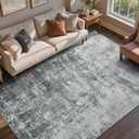 9x12 Ft Abstract Washable Area Rugs for Living Room Grey