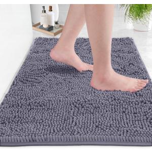 Ultra Soft Texture Chenille Plush Bath Rugs Floor Mats, Bath Rug Non Slip Microfiber Door Mat for Kitchen/Entryway/Living Room (30 x 20 inches, Dark Grey) (1'8" x 2'6" (Rectangular))