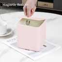 PU Leather Tissue Box Cover with Magnetic Closure, Square Tissue Box Holder with Rounded Edges Design (Pink, Square)
