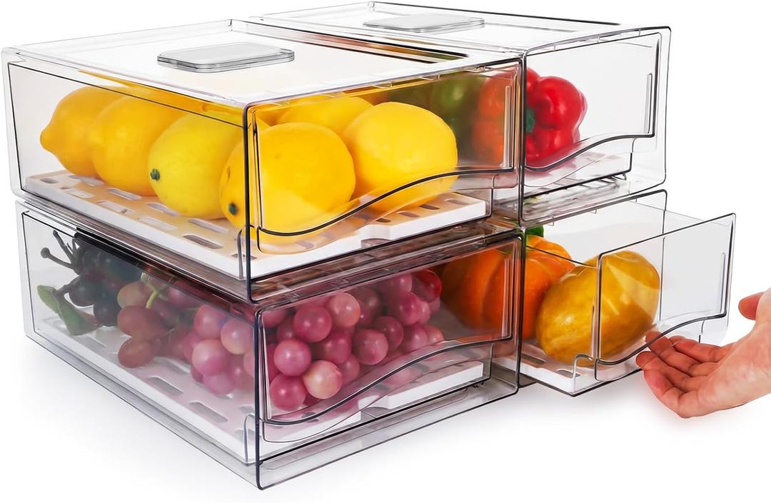 4Pack Fridge Organizer, Stackable Refrigerator Organizer Bins, 
Capacity	3.48 gallons