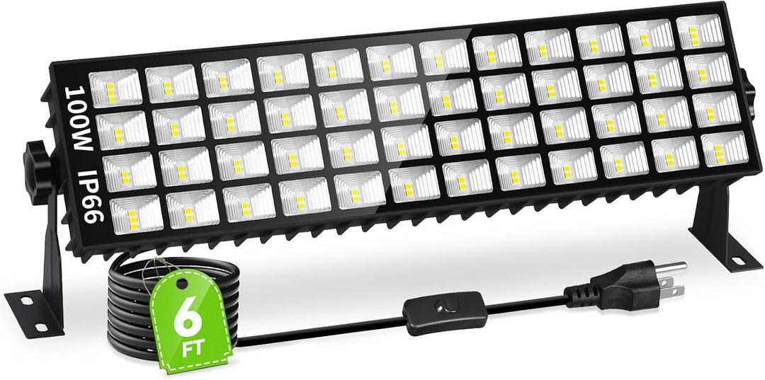 100W LED Shop Light, 14000LM 6000K Plug in Garage Light with 6FT Power Cord, IP66 Waterproof Work Bench Shop Lights for Garage, Workshop, Warehouse, Outdoor, Yard, Garden